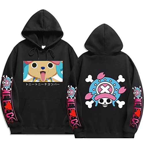 Sybnwnwm One Piece Hoodie Chopper Printed Pullover Anime Hoodies Langarm Sweatshirt Unisex, Schwarz , M von Sybnwnwm