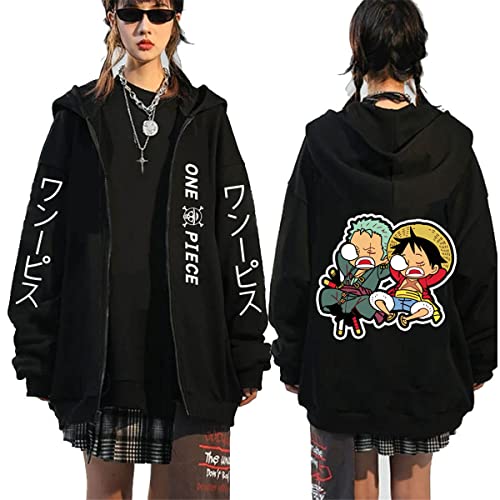 Sybnwnwm One Piece Hoodie Zip Up Ruffy Zoro Chopper Cosplay Kapuzenpullover Hoodies Jacke Zipper Coat Sweatshirts Kapuzenjacke von Sybnwnwm