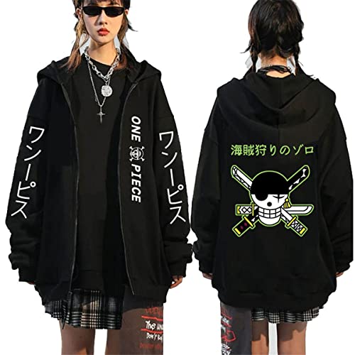 Sybnwnwm One Piece Hoodie Zip Up Ruffy Zoro Chopper Cosplay Kapuzenpullover Hoodies Jacke Zipper Coat Sweatshirts Kapuzenjacke von Sybnwnwm