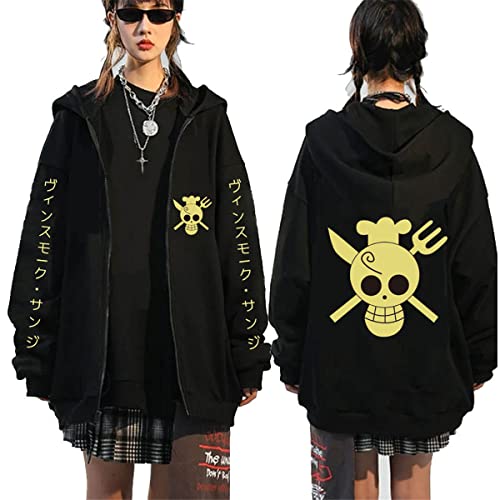 Sybnwnwm One Piece Hoodie Zipper Kapuzenpullover Sweatshirts Zip Up Hoodie Ruffy Zoro Chopper Cosplay Kapuzenpullover Hoodies von Sybnwnwm