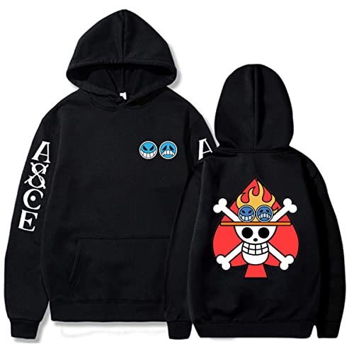 Sybnwnwm One Piece Sweatshirt ACE Print Hoodies Neuheit Langarm Kapuzenpullover Hoodies, Schwarz , S von Sybnwnwm