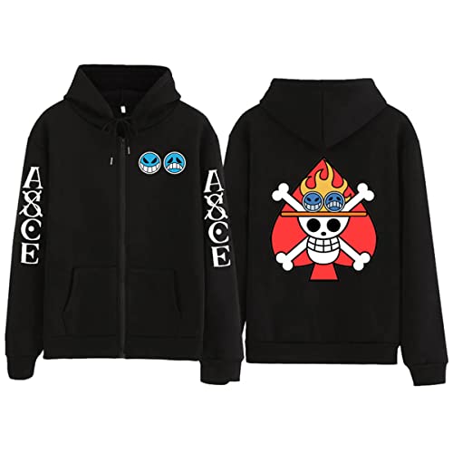 Sybnwnwm One Poece Hoodie Zip Up Sweatshirt ACE Cosplay Kostüme Jacke Coat Sweatshirt von Sybnwnwm