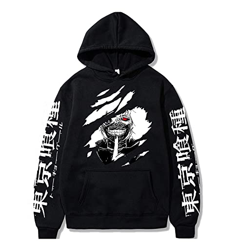 Sybnwnwm Tokyo Ghoul Hoodie Anime Kaneki Ken Kapuzenpullover Hoodies Langarm Sweatshirt für Herren, Schwarz , XL von Sybnwnwm