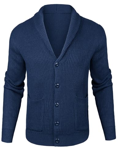 Sykooria Herren Strickjacke Cardigan Feinstrick Männer Pullover Grobstrick mit V-Ausschnitt und Taschen von Sykooria