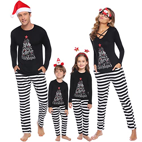 Sykooria Damen Weihnachten Schlafanzug Familie Set Christmas Pyjama Lang Weihnachtspyjama Fun Schlafanzug Familien Outfit Set von Sykooria