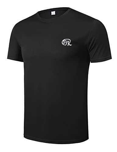 Sykooria Tshirt Herren Kurzarm Sportshirt Herren Slim Fit Trainingsshirt Laufshirt Kurzarm Schnelltrocknend Atmungsaktiv Schwarz M von Sykooria