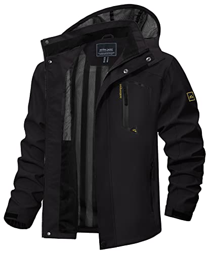 TACVASEN Herren Outdoorjacke Wasserabweisend Regenjacke Kapuzenjacke Leicht Outdoor Jacket Windbreaker mit Kapuze (XXL, Schwarz) TACVASEN Herren Outdoorjacke Wasserabweisend Regenjacke Kapuzenjacke Leicht Outdoor Jacket Windbreaker mit Kapuze (XXL, Schwarz) von TACVASEN