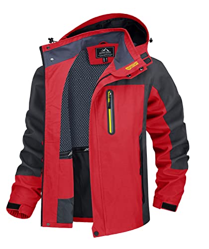 TACVASEN Regenjacke Herren Outdoorjacke Wasserdicht Atmungsaktiv Funktionsjacke Übergangsjacke Leicht Angeljacke Softshell Arbeitsjacke Winddicht Trekkingjacke (L, Rot) TACVASEN Regenjacke Herren Outdoorjacke Wasserdicht Atmungsaktiv Funktionsjacke Übergangsjacke Leicht Angeljacke Softshell Arbeitsjacke Winddicht Trekkingjacke (L, Rot) von TACVASEN