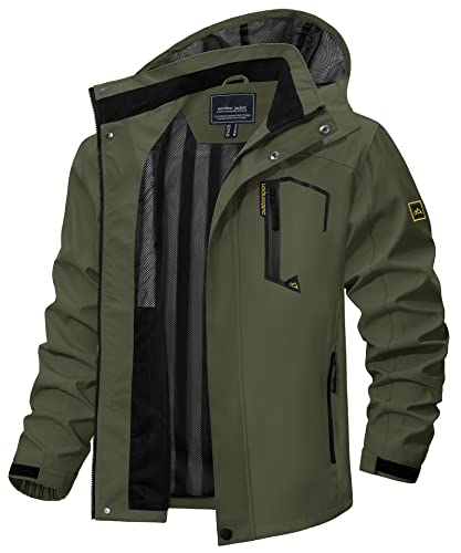 TACVASEN Übergangsjacke Herren Regenjacke Wasserabweisend Funktionsjacke Atmungsaktiv Windjacke Hoodies (XXL, Armeegrün) TACVASEN Übergangsjacke Herren Regenjacke Wasserabweisend Funktionsjacke Atmungsaktiv Windjacke Hoodies (XXL, Armeegrün) von TACVASEN