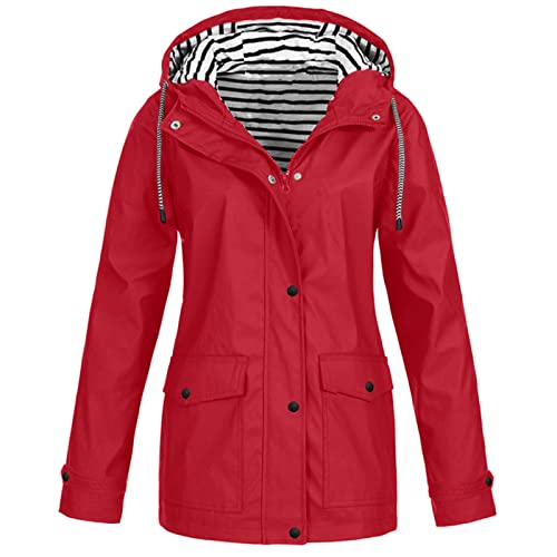 Gefütterte Regenjacke Damen, Regenjacke Damen Gefüttert Regenjacke Damen Atmungsaktiv Reißverschluss Auskleidung Kapuze Jacken Einfarbig Gefütterte Regenjacke Regenmantel Gefüttert Damen (Rot,5XL) Gefütterte Regenjacke Damen, Regenjacke Damen Gefüttert Regenjacke Damen Atmungsaktiv Reißverschluss Auskleidung Kapuze Jacken Einfarbig Gefütterte Regenjacke Regenmantel Gefüttert Damen (Rot,5XL) von TAELU