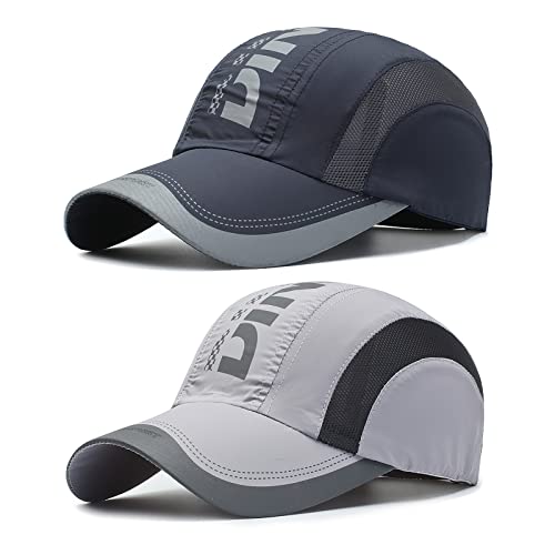 TAGVO Baseball Cap Herren Damen, 2 Packs Schnell Trocknend Atmungsaktiv Sports Mesh Baseballkappe, Sommer Baseballmütze UV-Schutz, Kappe Herren Verstellbar Mütze Wasserdicht Outdoor Baseballkappe von TAGVO