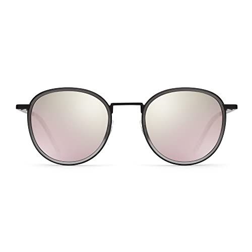 TAKE A SHOT - Runde Sonnenbrille für Damen mit Edelstahl Rahmen Schwarz, Rosa Verspiegelte Gläser und Edelstahl Bügeln, UV400 Schutz, ADA: Grey - Lavender Mirrored von TAKE A SHOT