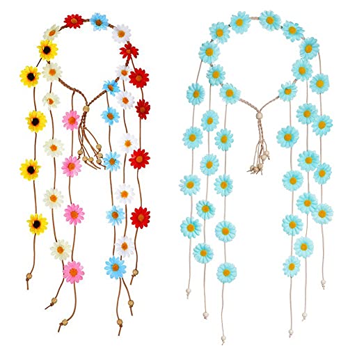 TAMOSH 2 StüCk Blumen-Hippie-Stirnband Blumen-Sommer-Sonnenblumen-Haar-Accessoires für BöHmische KostüMe von TAMOSH