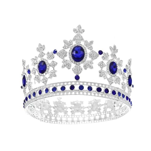 125 * 80mm Blau Gold König Krone Barock Kristall Braut Krone Für Hochzeit Tiara Prinzessin Königin Krone Strass Braut stirnband von TAMUNI