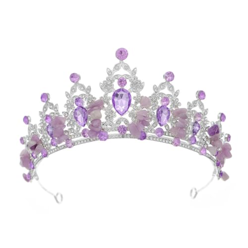 145 * 60MM Runde Kristall Braut Krone Für Hochzeit Tiara Prinzessin Königin Lila Krone Strass Braut Stirnband von TAMUNI