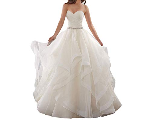 TANPAUL Trägerlos Herzausschnitt Brautkleid mit Schleppe Hochzeitskleid Abendkleid Elfenbein 46 von TANPAUL
