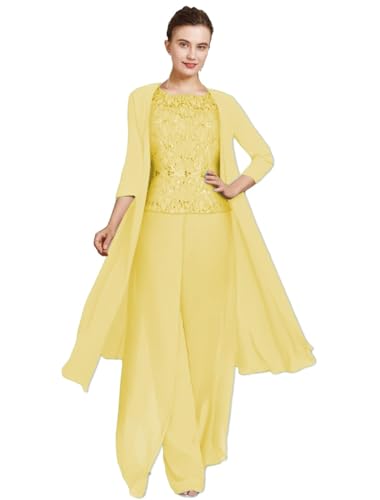 TANPAUL Hosenanzug Damen Festlich Elegant 3 Stück - Große Größe Spitze Mutter der Braut Hosenanzüge mit Langer Jacke Gold 48 TANPAUL Hosenanzug Damen Festlich Elegant 3 Stück - Große Größe Spitze Mutter der Braut Hosenanzüge mit Langer Jacke Gold 48 von TANPAUL