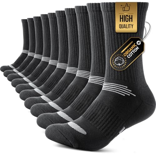 TANSTC Dicke Thermo Wandersocken 39-42, Atmungsaktiv Sneaker Socken Herren Damen, Winter Wärme Tennissocken Sportsocken, Baumwolle Outdoor Herrensocken Funktionssocken Laufsocken, Schwarz 5 Paar von TANSTC