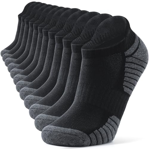 TANTSC Sneaker Socken Herren Damen 43-46 Atmungsaktiv Baumwolle Arbeitssocken Wandersocken Tennissocken Elastizität Herrensocken Sportsocken Kurze Laufsocken 35-38 39-42 43-46 47-50, Schwarz 6 Paar von TANSTC