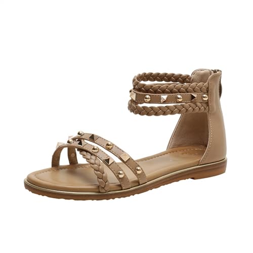 Damen Sandalen Sommer Offene Zehensandalen Damen Espadrilles Schuhe Empfindliche Füße Schuhe Breite Füße Damen Schuh Bequeme Offene Zehensandalen Wanderschuhe Freizeitschuhe ( Color : Apricot , Size : von TANYAZ