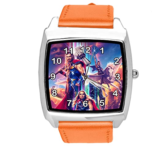 Orange Leder Quadratische Uhr für Fantasy Fans, Orange von TAPORT