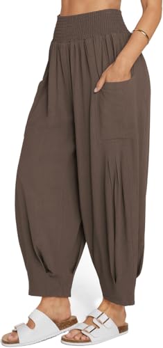 TARSE Damen-Leinen-Boho-Hose, Sommer, lässig, locker, hohe Taille, Cargo-Lounge, Haremshose 2025, Strand, Reisen, Urlaub, Outfits, Dark Coffee, XX-Large TARSE Damen-Leinen-Boho-Hose, Sommer, lässig, locker, hohe Taille, Cargo-Lounge, Haremshose 2025, Strand, Reisen, Urlaub, Outfits, Dark Coffee, XX-Large von TARSE