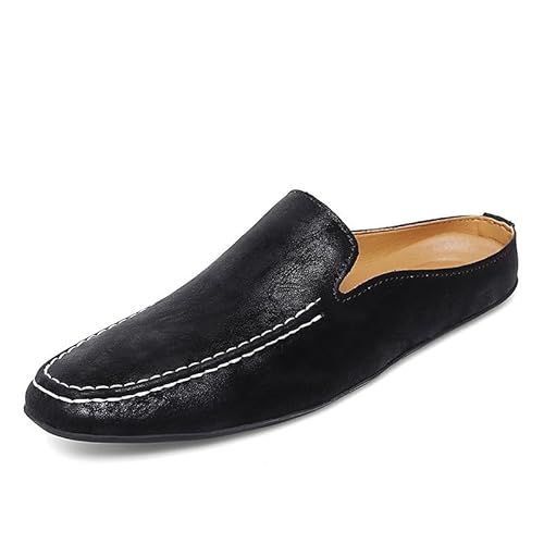 TAYGUM Herren-Loafer-Schuh, runde Zehenpartie, Kunstleder, halbe Loafer-Schuhe, rutschfest, rutschfest, leicht, for den Außenbereich(Color:Schwarz,Size:39 EU) von TAYGUM