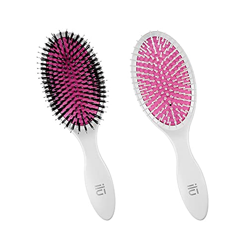 T4B ILU Easy Detangling Haarbuersten Oval Set zum Entwirren von alle Haartypen und Haarlaengen, mit Verschiedene Borsten, Vegan Borsten, Frauen Geschenk (2 Stueck) von TB TOOLS FOR BEAUTY