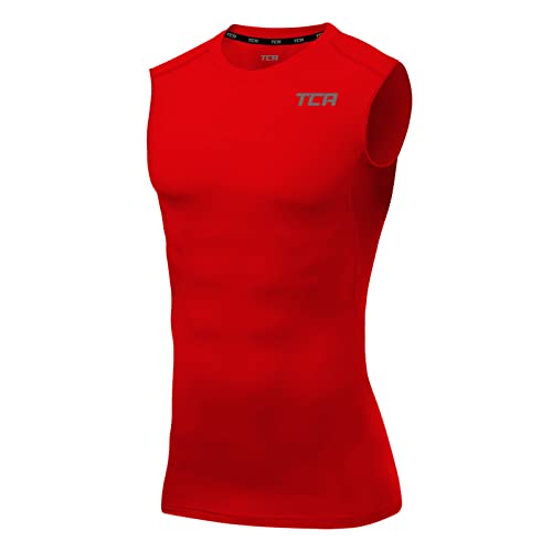 TCA Herren HyperFusion Kompressions-Baselayer Weste Unterhemd - Rot, XL von TCA