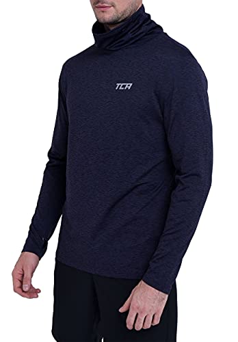 TCA Herren Warm-Up Trichterhals Thermo Laufshirt - Dunkelblau, L von TCA