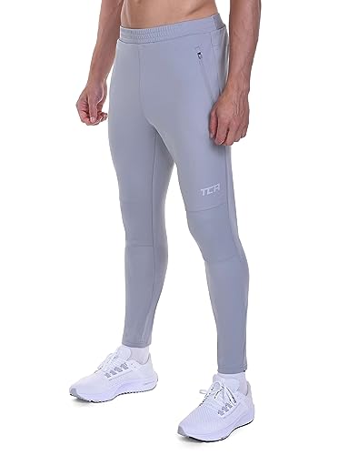 TCA Herren Winterliche thermische Radlaufhose zum Laufen, Radfahren, Wandern. Hose mit Reißverschlusstaschen - Hellgrau, S von TCA