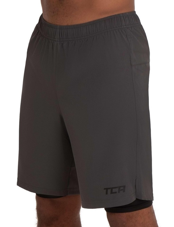 TCA Trainingsshorts TCA Herren 2-in-1 Laufhose mit Kompressionshose - Grau, S (1-tlg) von TCA