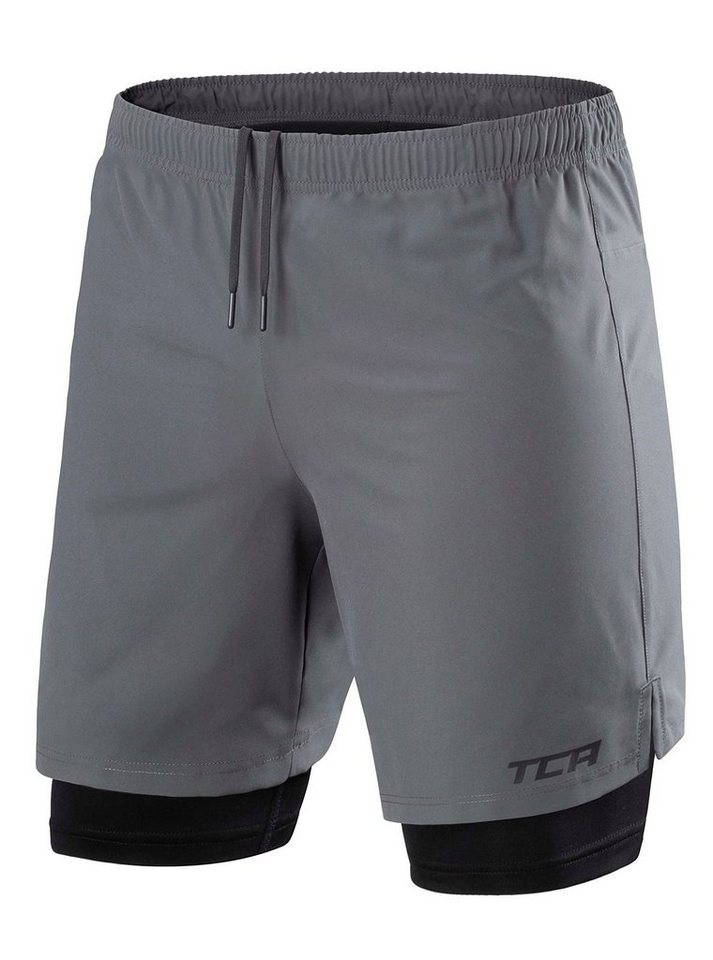 TCA Trainingsshorts TCA Herren 2 in 1 Laufhose mit Kompressionshose - Grau, XXL (1-tlg) von TCA