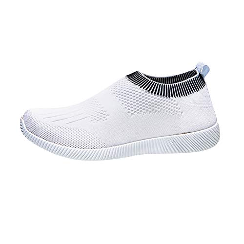 Damen Peu Sneaker Schuhe Summer Faity Sock Sportstil Single Webart Fliege Frauen Damen Canvas Sneaker (White, 38) von TDEOK