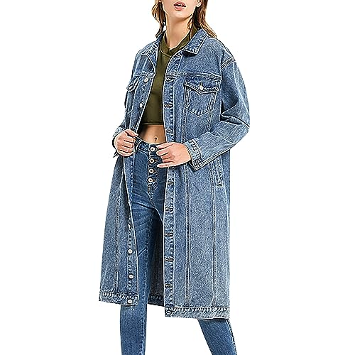 Lange Jeansjacke Damen Große Größen - Jeansmantel Damen Lang Winter - Jeansjacken Übergangsjacke Jeans Jacken Jeanshemd Jeansmantel Mantel Parka Für Mädchen Teenager Stretch Elegant Oversize Langarm Lange Jeansjacke Damen Große Größen - Jeansmantel Damen Lang Winter - Jeansjacken Übergangsjacke Jeans Jacken Jeanshemd Jeansmantel Mantel Parka Für Mädchen Teenager Stretch Elegant Oversize Langarm von TDEOK