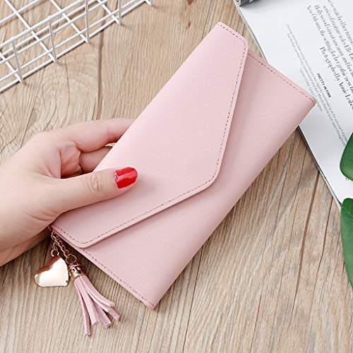 Lange Quaste Geldbörsen Tasche Kartenpaket Multi-Kartenhalter Münzbeutel Geldbörsen Für Männer Mit Reißverschluss Mit Fischmotiv (Pink, One Size) von TDEOK