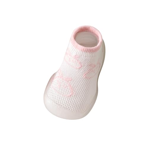 TDEOK Atmungsaktive Baby-Kleinkindschuhe und -socken aus Mesh für Frühjahr/Sommer. Bequeme, rutschfeste Baby-Socken und -Schuhe mit Gummisohle Hallenschuhe 26 (Pink, 24 Toddler) von TDEOK