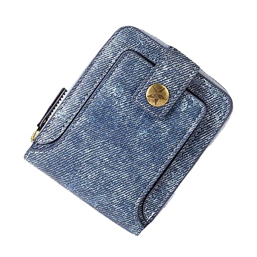 TDEOK Außenhandel New Herren Short Multi Functional Denim Fabric Horizontal Zipper Wallet Geldbörsen Für Kinder (Blue, One Size) von TDEOK