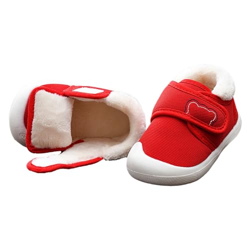 TDEOK Baby-Sneaker für und Mädchen, und Winter, weiche Sohle, rutschfeste, gepolsterte Baumwollschuhe, leichte Kleinkinderschuhe Jogginganzug Damen (Red, 22 Infant) von TDEOK