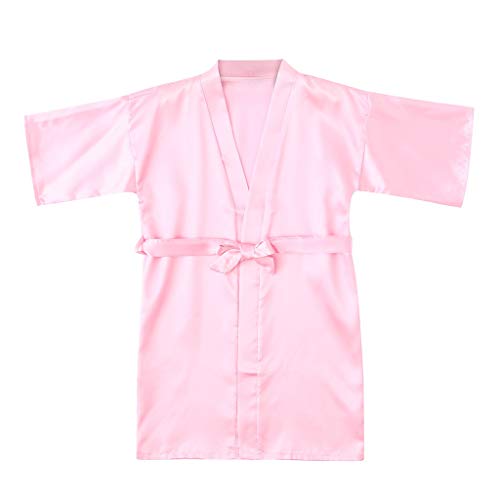 TDEOK Bademantel MäDchen Satin-Seide Kimono Robe Kinderbademantel Japanischen-Stil Blumen-Robe Kinder Morgenmantel Lang NachtwäSche Mit GüRtel Morgenmantel FüR Spa,Hochzeit,Party von TDEOK