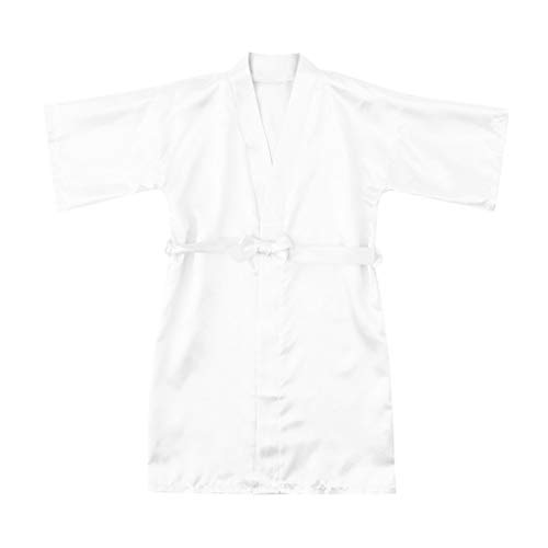 TDEOK Bademantel MäDchen Satin-Seide Kimono Robe Kinderbademantel Japanischen-Stil Blumen-Robe Kinder Morgenmantel Lang NachtwäSche Mit GüRtel Morgenmantel FüR Spa,Hochzeit,Party von TDEOK