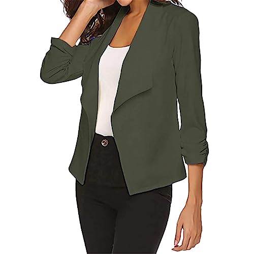 TDEOK Blazer Damen Kurz Tailliert - Blazer Damen Beige Slim Fit - Blazer Jacke Eng Kurzblazer Festlich Große Größen Blazer Cardigan Für Kleider Sommerblazer Sportlich Sweatblazer von TDEOK