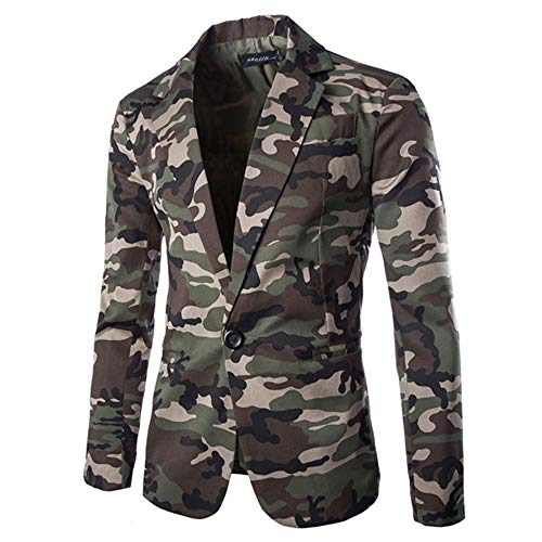 TDEOK Camouflage Sakko Herren Blazer Anzugjacke Sportlich Stilvolle Regular Fit Anzug Fashion Blazer Männer Leicht Jacke Klassisch Anzugjacke Freizeitjacke Sportjacke von TDEOK