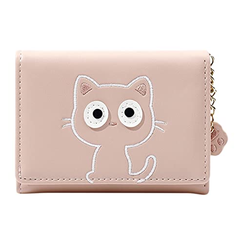 TDEOK Damen Brieftasche Groß Damen-Ledergeldbörsen mit Kartenfächern und Ausweisfenster Kleine Geldbörsen Herren (Pink, One Size) von TDEOK