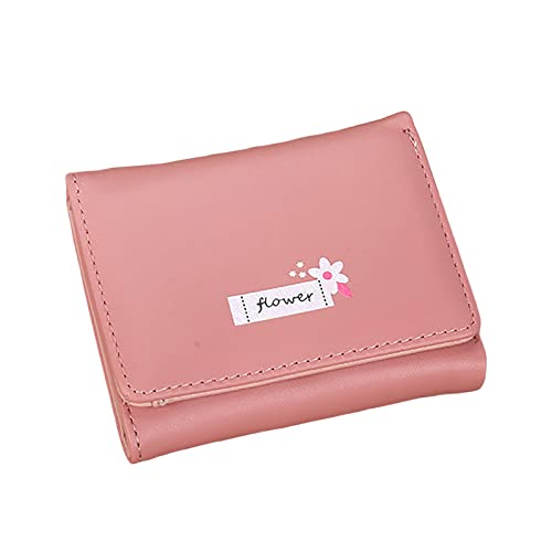 TDEOK Damen-ID, Kurze Geldbörse, Blumendrucke, Hasp-Geldbörse, mehrere Kartenfächer, Clutch Bag Geldbörsen Herren Scheinnadel (Hot Pink, One Size) von TDEOK