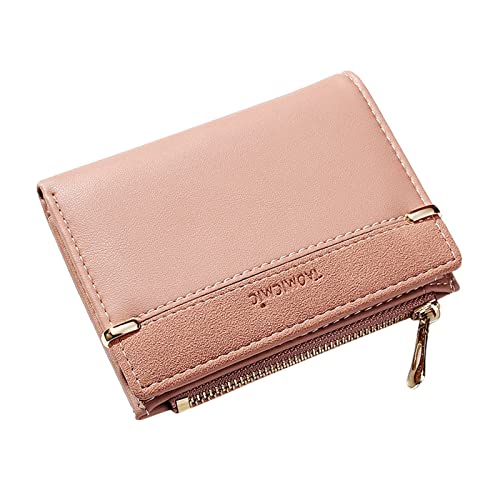 TDEOK Damen Kleine Mode Multi Card Buckle Zipper Wallet Brieftasche Herren Klein (Pink, One Size) von TDEOK