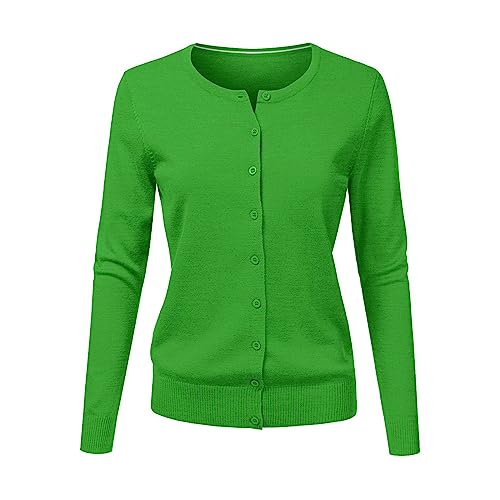 TDEOK Feinstrickjacke Damen Kurz Langarm Jacke Übergangsjacke Herbst Strickjacke Mit Knopfleiste Cardigan Übergang Kurzmantel Leicht Strickmantel Große Größen Übergangsmantel Strickcardigan von TDEOK