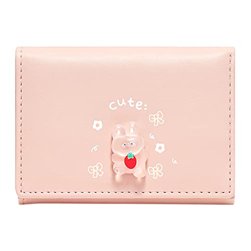 TDEOK Hersteller-Karikatur-Kaninchen PrintingShort Karikatur-Frucht-Knopf-Nette Miniclip-Mädchen-Mappen-Geldbeutel-Tasche Große Herren Brieftasche (Pink, One Size) von TDEOK