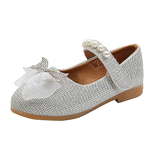 TDEOK Kinder Flache Absätze Prinzessin Schuhe Kinder Sandalen Bequeme Weiche Sohlen Lederschuhe Baby Mädchen Tanzkleid Schuhe Elefanten Sandalen (Silver, 24 Toddler) von TDEOK