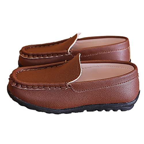 TDEOK -Kinder-Freizeitschuhe mit flachem Boden, weichem, rutschfestem Slip-on-Kleiderschuhen, bequem, einfarbig Schneestiefel Kinder 39 Wasserdicht (Khaki, 27 Toddler) von TDEOK